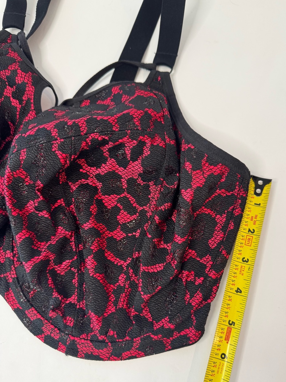 Elomi Nicole Underwire Plunge Cage Bra Size 36L Red Black Lace - Picture 10 of 10